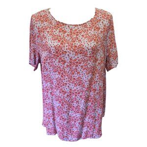 H & M Womens Short Sleeve Blue & Pink Floral Print Blouse 12